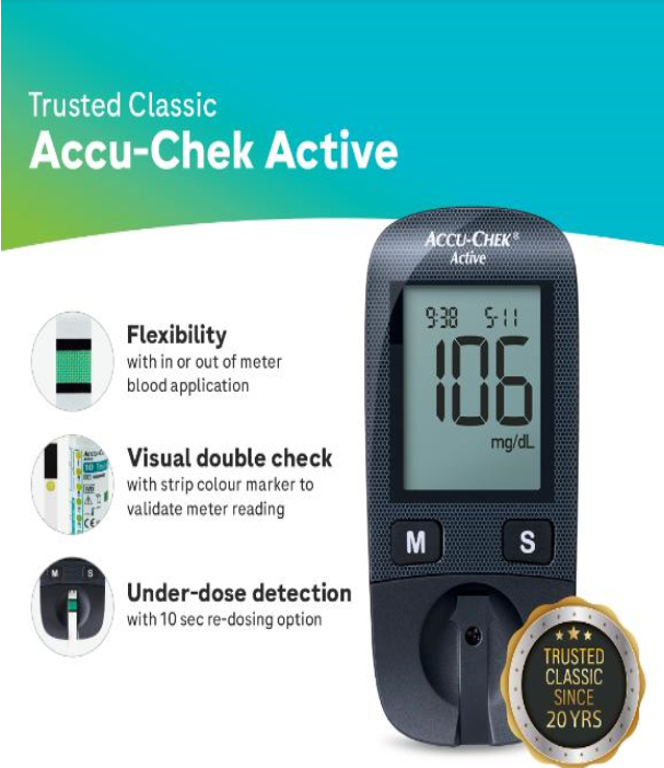 Accu-Chek Active Glucose Monitor with Free 10 Test Strips